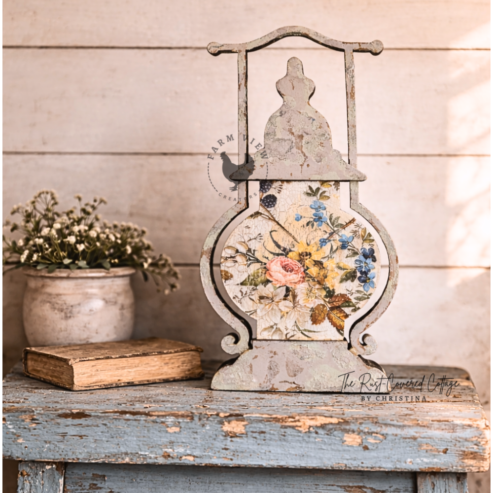 Vintage Lantern DIY Wood Kit | Laser Cut 1/4" Birch | Unfinished 15" Standing Lantern