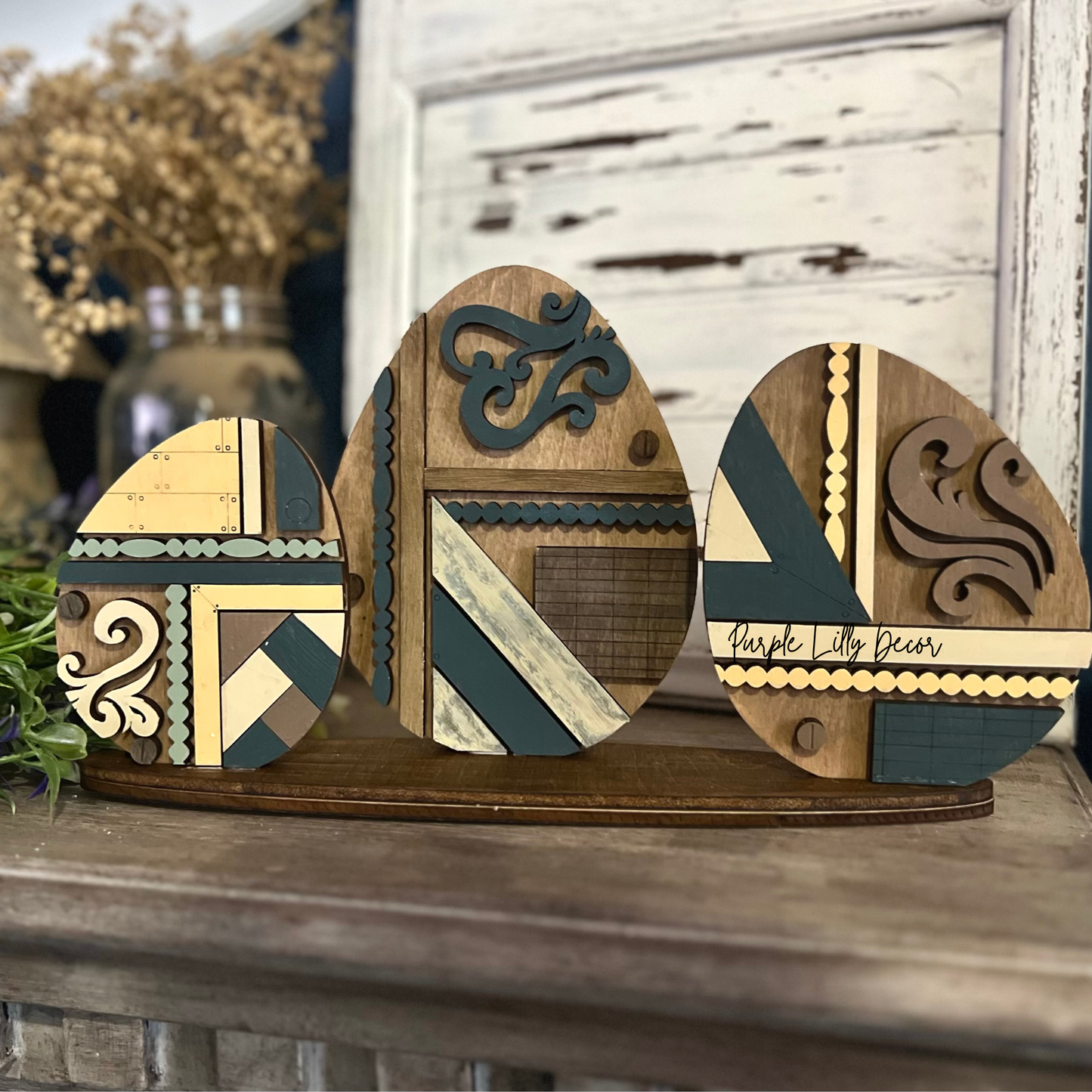 Vintage Rustic Egg Trio | DIY Unfinished Wood Kit