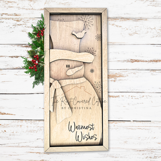 Warmest Wishes Snowman DIY Wood Kit | Christmas Craft Sign