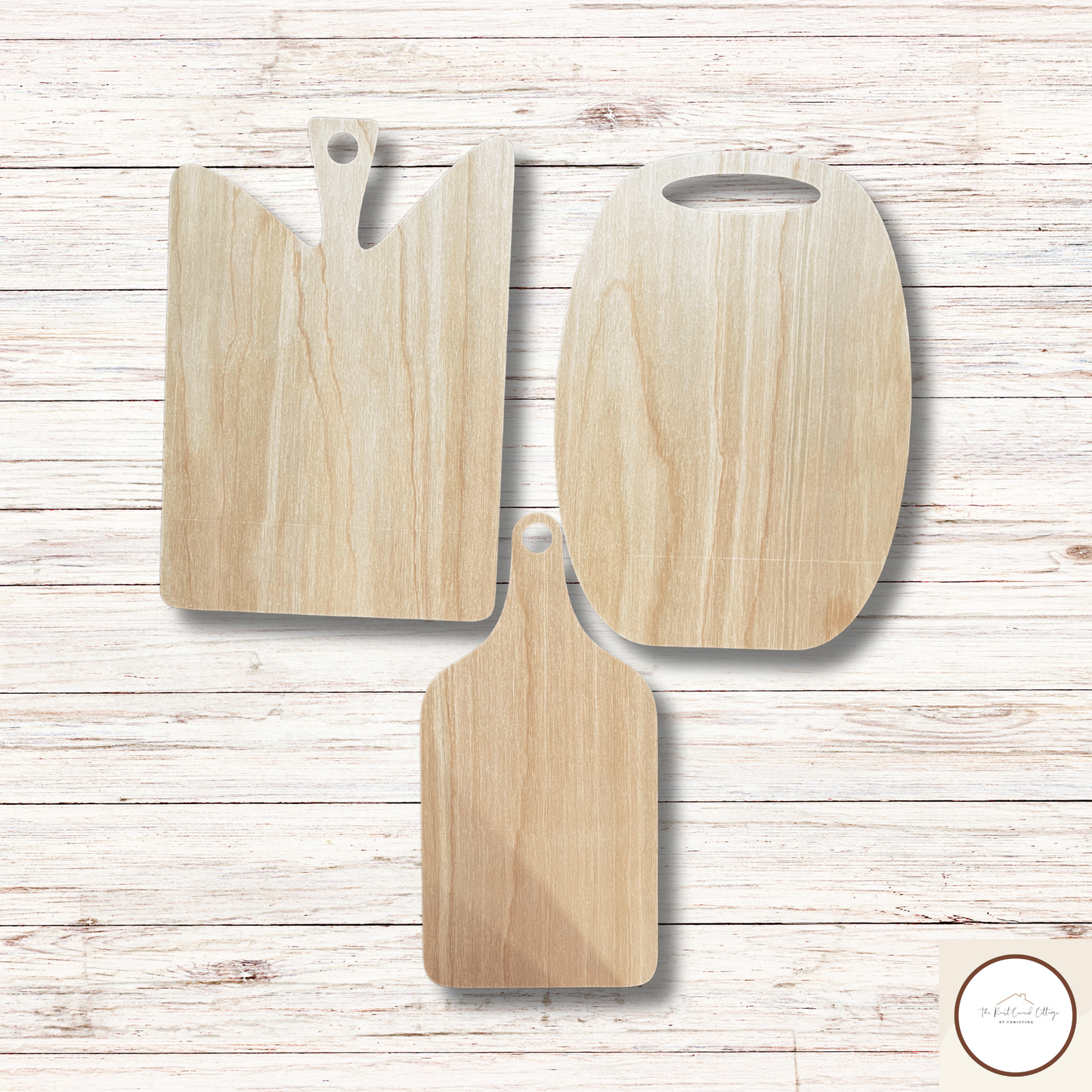 Set of 3 Laser-Cut Wooden Cutting Boards with Handles| DIY Craft Kit| Set 3