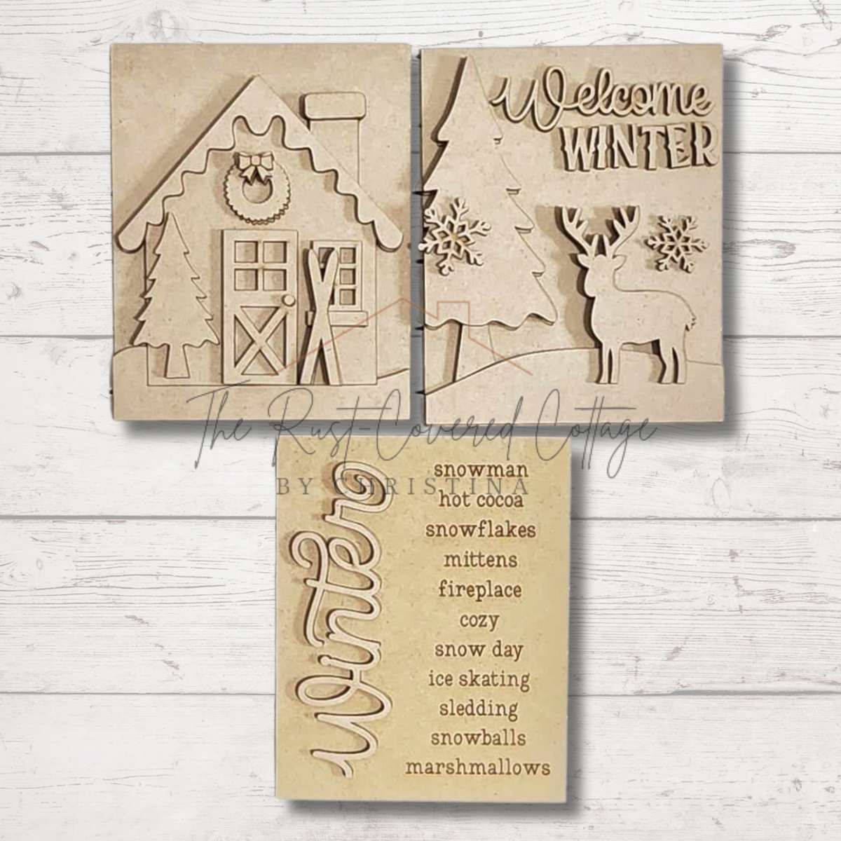 Winter Box Signs Welcome Winter Sign Set – DIY Winter Wood Signs (Set of 3) – The Rust ...