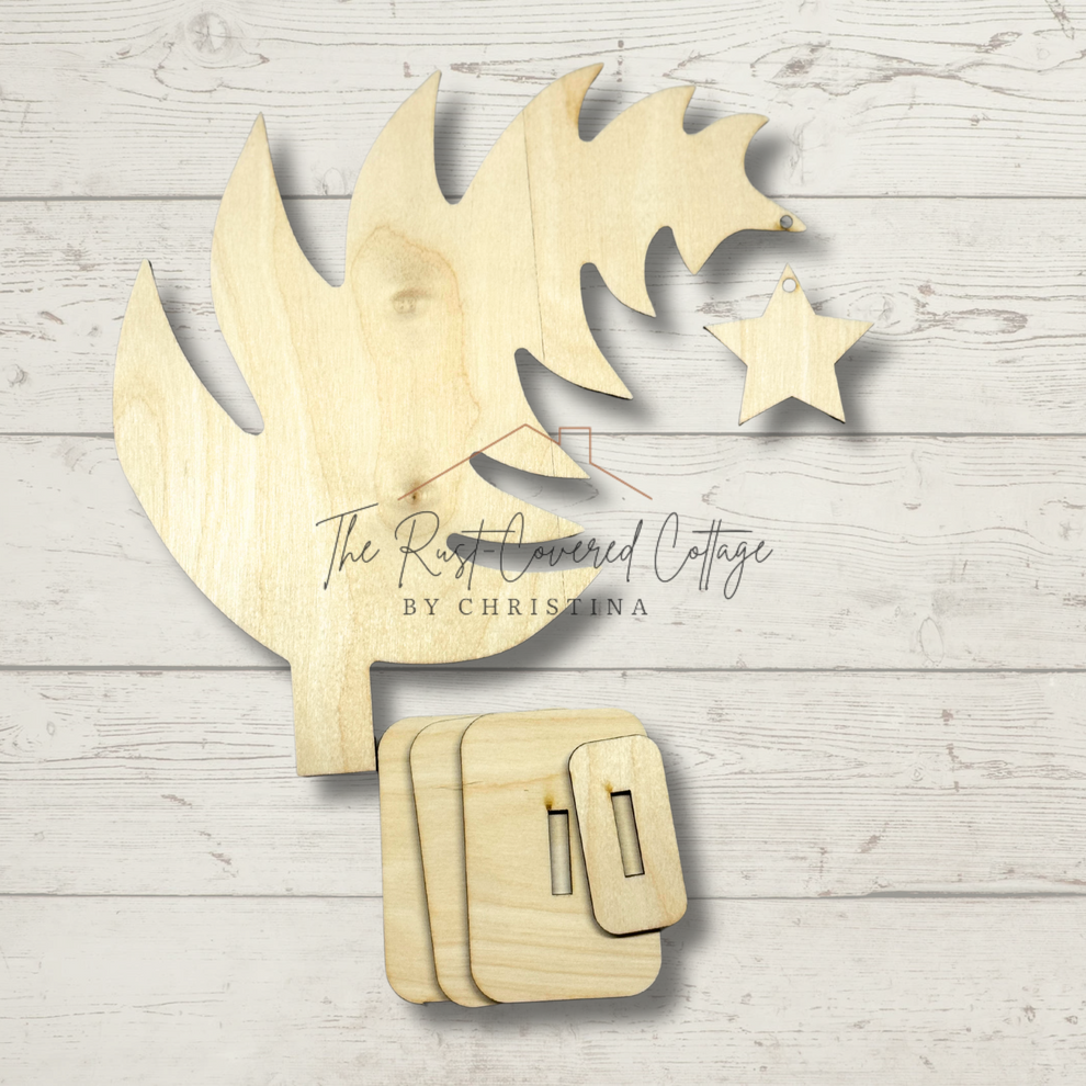 Whimsical Wooden Christmas Tree LaserCut Holiday Decor The Rust
