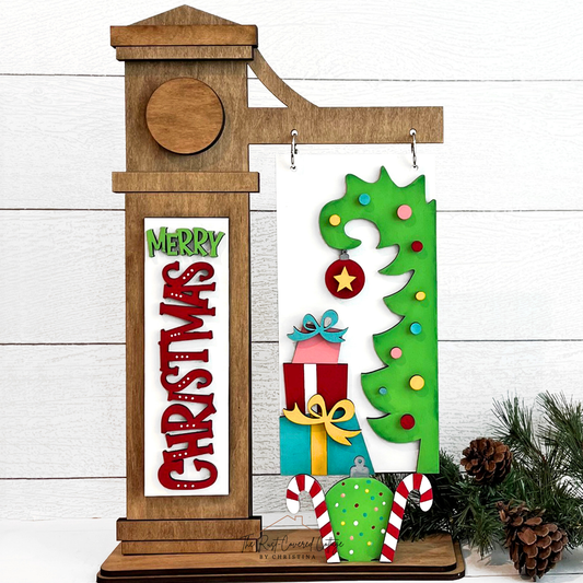 Whimsical Christmas Tree Insert for Interchangeable Sign Post Holder | Merry Christmas Wood Kit