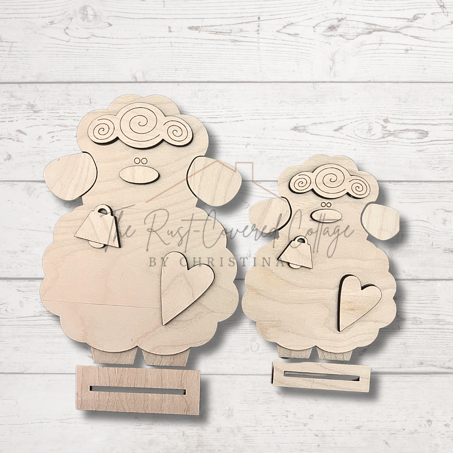 Whimsical Sheep DIY Wood Kit | Set of 2 – 7” & 5”, Laser Cut Birch