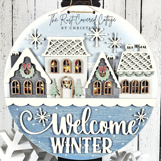 Welcome Winter Door Hanger | Layered DIY Wood Kit