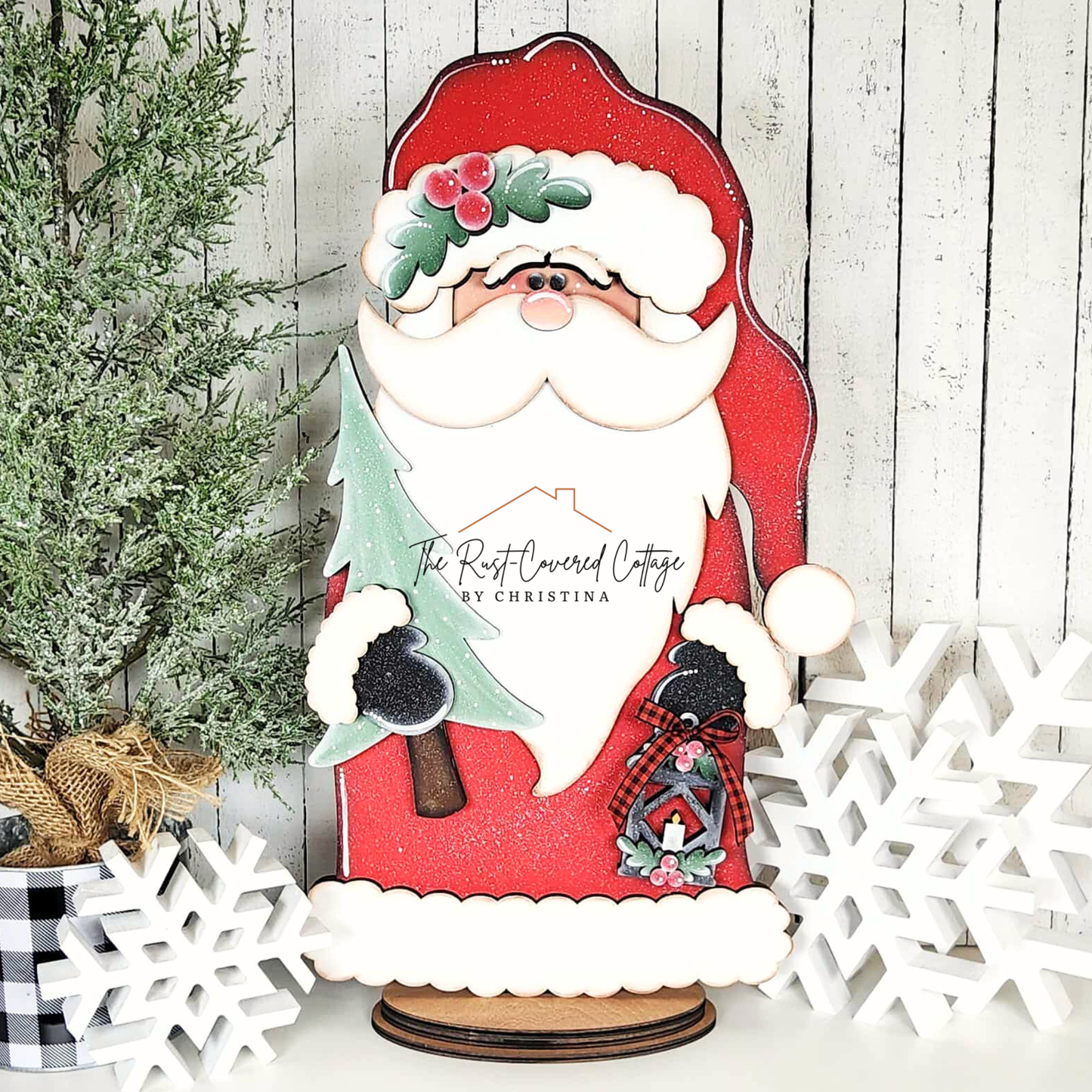Woodland Santa Shelf Sitter | DIY Christmas Wood Kit | Laser Cut