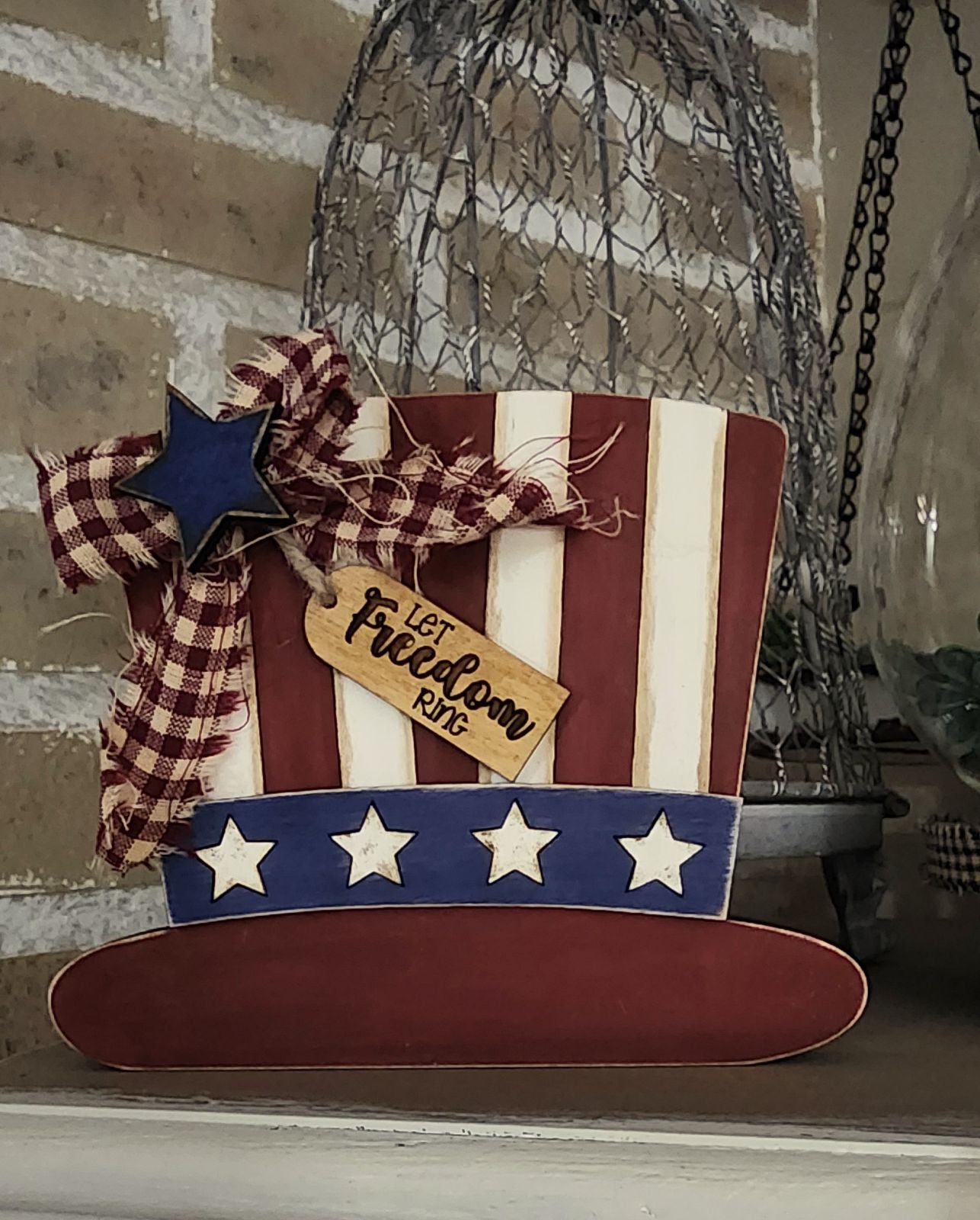 Uncle Sam Hat -Chunky Shelf Sitter – The Rust-Covered Cottage, LLC