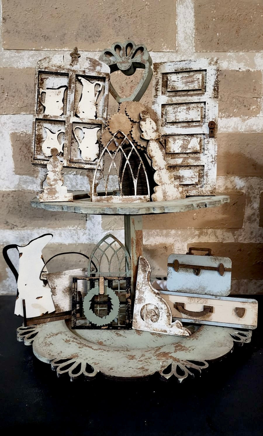 Vintage Farmhouse Tiered Tray Set