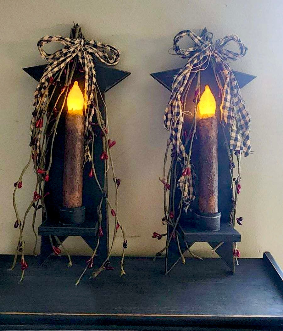 Primitive Star Candle Holder