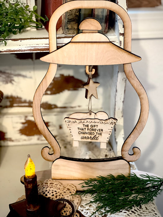 Lantern with hanging ornament