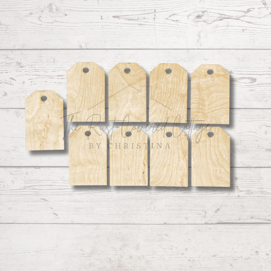 Wood Tags –DIY Laser-Cut Birch |  Set of 9 | 5.5" x 3.25"
